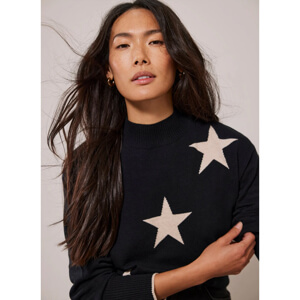 Mint Velvet Black Star Motif Jumper